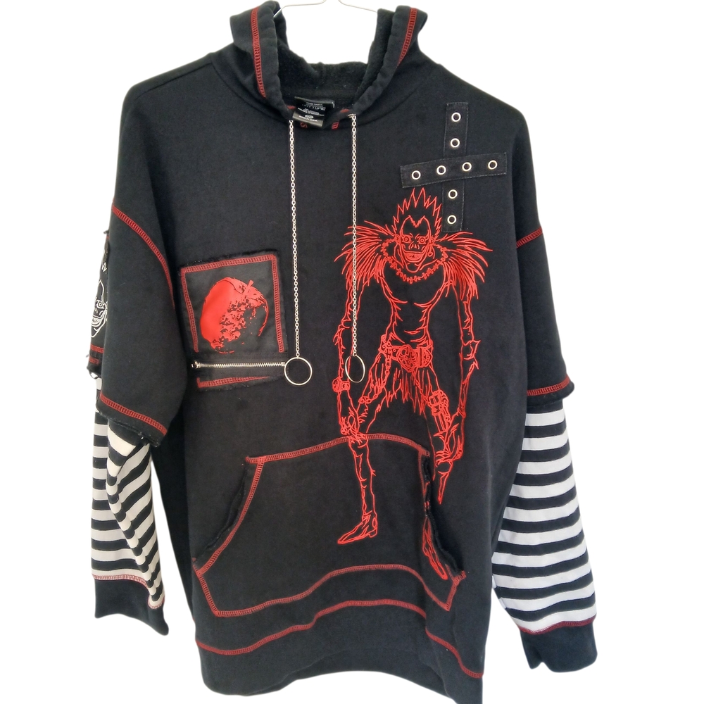 Black and Red Graphic Hoodie Size M